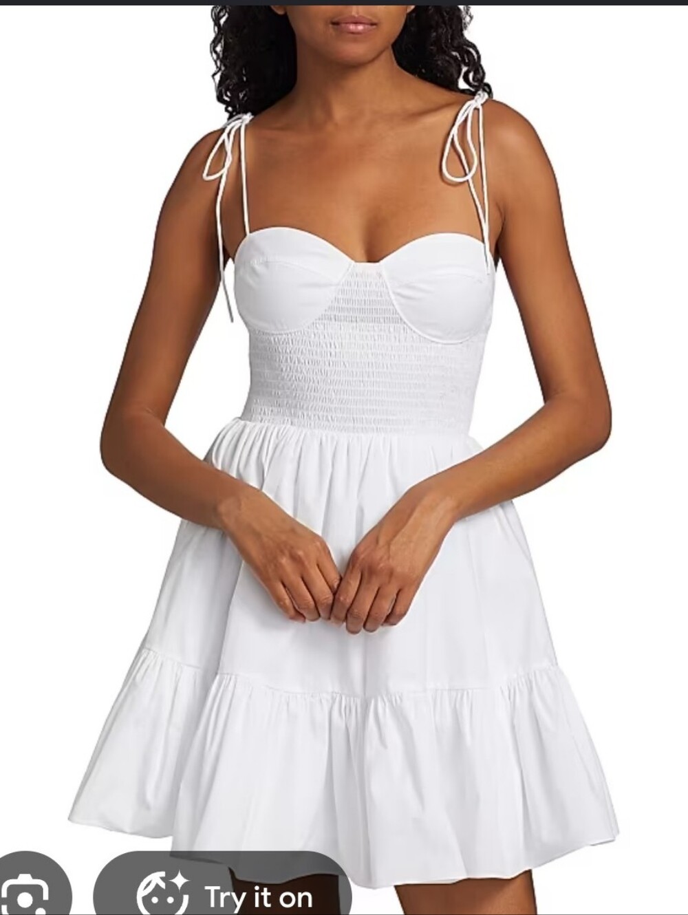 Fourteenth Place NWT White Smocked Bustier Mini Dress Size S Cottagecore